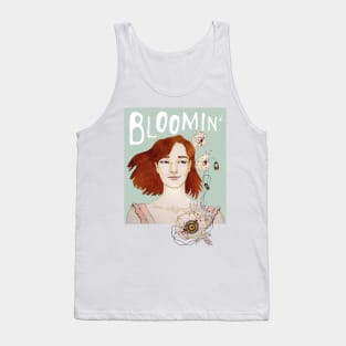 Blooming girl with poppy flowers Tank Top